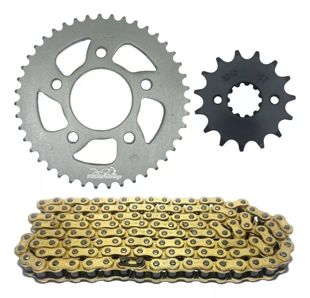 Relação Corrente Fina Dourada 428 43x15 Honda CBX 250 Twister 01/08