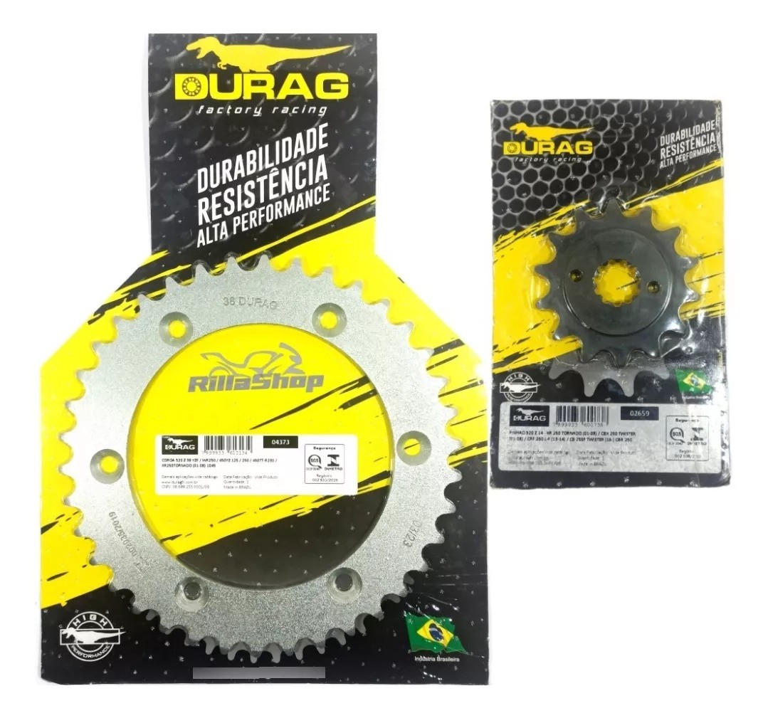 Kit Coroa E Pinhão Durag 520 38/14 Honda Xr250 Tornado 01/08
