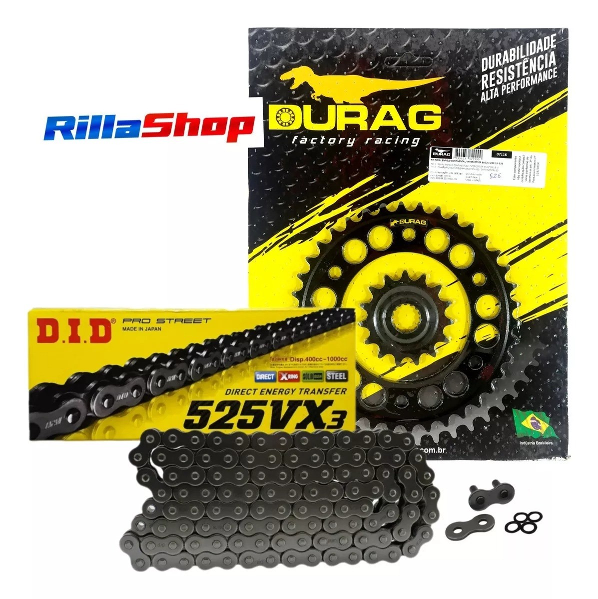 Kit Relação Did 525 Vx3 100l Durag 38/15 Royal Enfield Interceptor/Continental GT 650 18/23