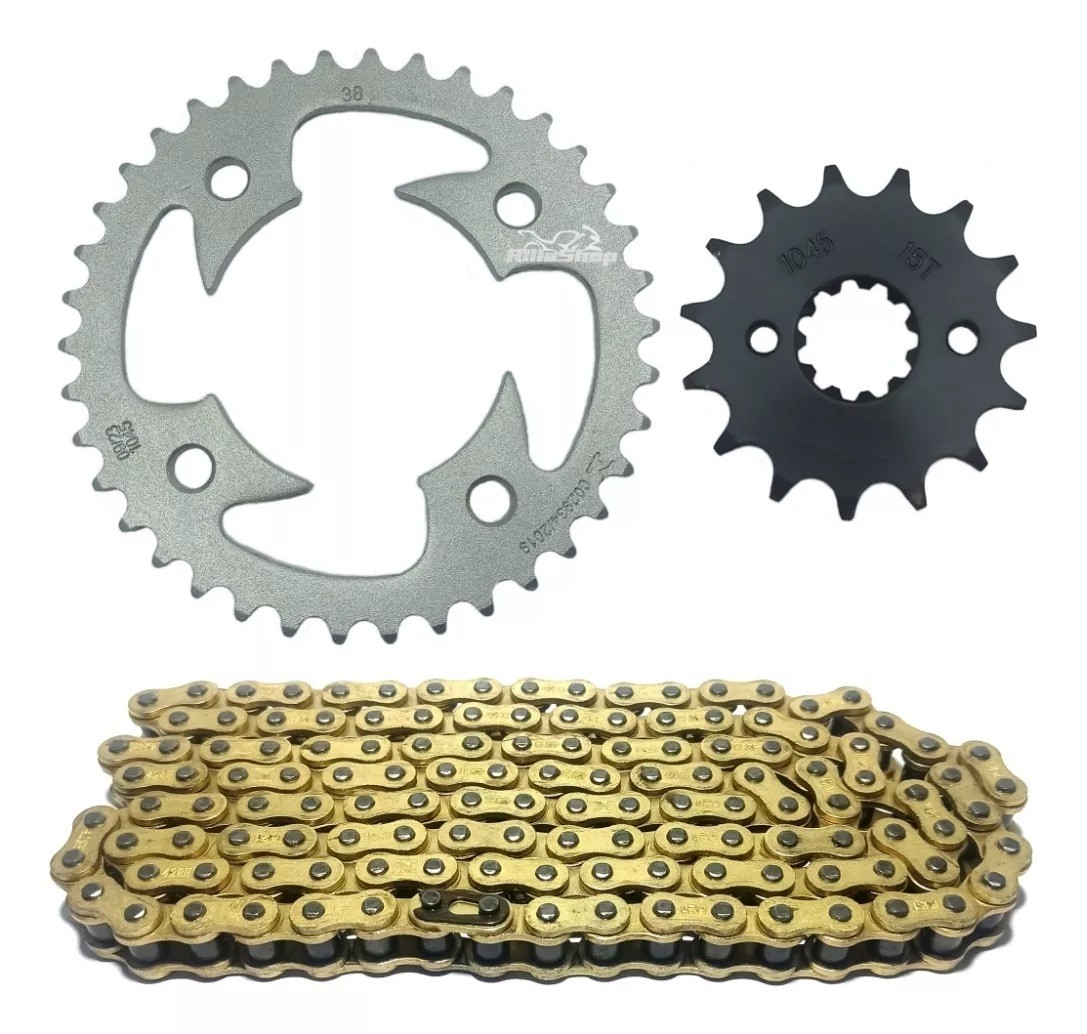 Relação Corrente Fina Dourada 428 38x15 Honda CB 250 F Twister 16/24