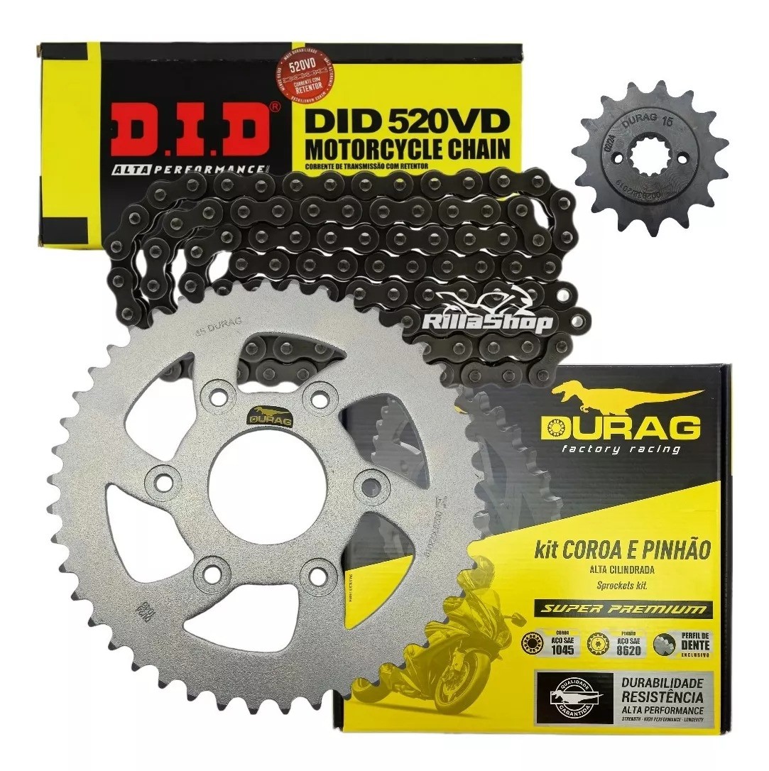 Kit Relação Did 520 Vd Durag 45/15 Bajaj 400 Dominar 22/25