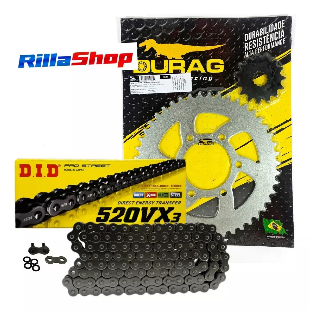 Kit Relação Did 520 Vx3 114l Durag 46/15 Kawasaki ER 6N 05/17 Versys/Z 650 10/24