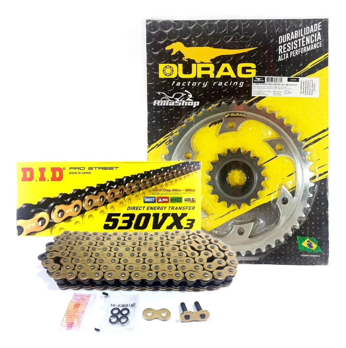 Kit Relação Did 530 Vx3 Dourada Durag 45/17 Kawasaki Ninja ZX 11/ZRX/ZZR 1100 93/01