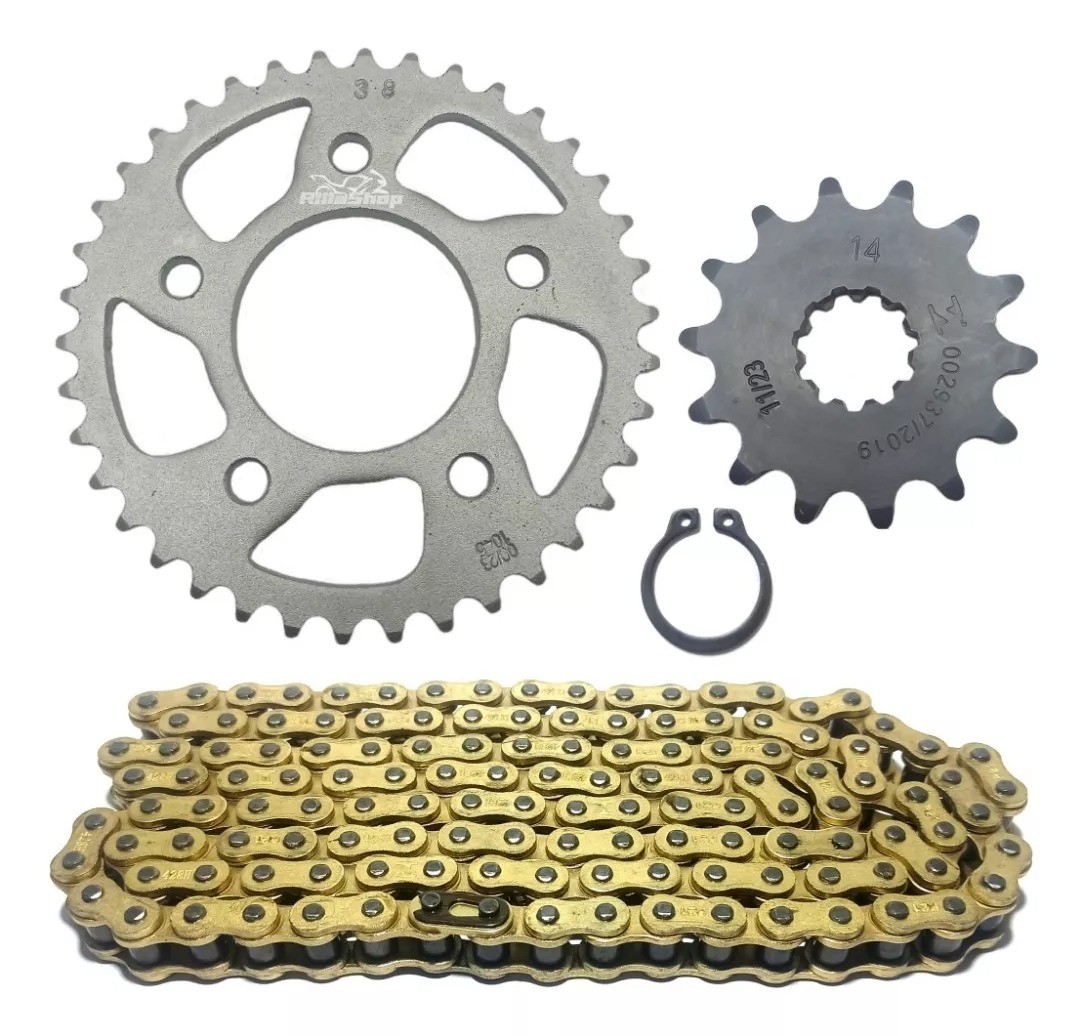 Relação Corrente Fina Dourada 428 38x14 Honda CBX 250 Twister 01/08