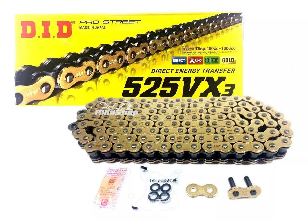Corrente Gold C/ Retentor Did 525 Vx3 120l Street Até 1000cc