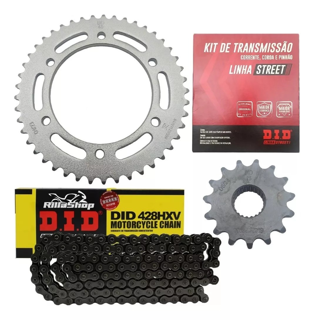 Kit Relação Street Did 428 Hxv 132l 45/15 Yamaha YS 250 Fazer 06/17