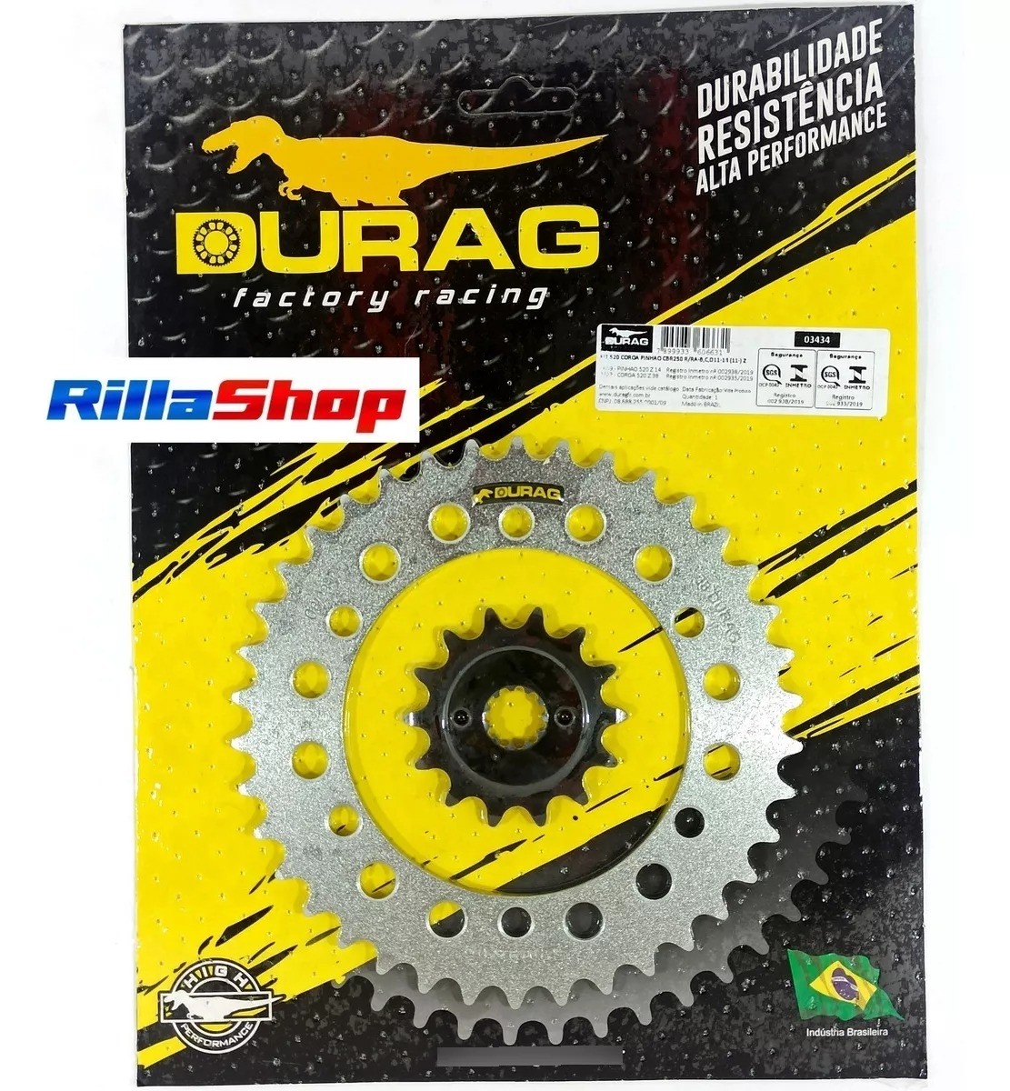 Kit Coroa E Pinhão Durag 520 38/14 Honda Cbr 250 R 11/15