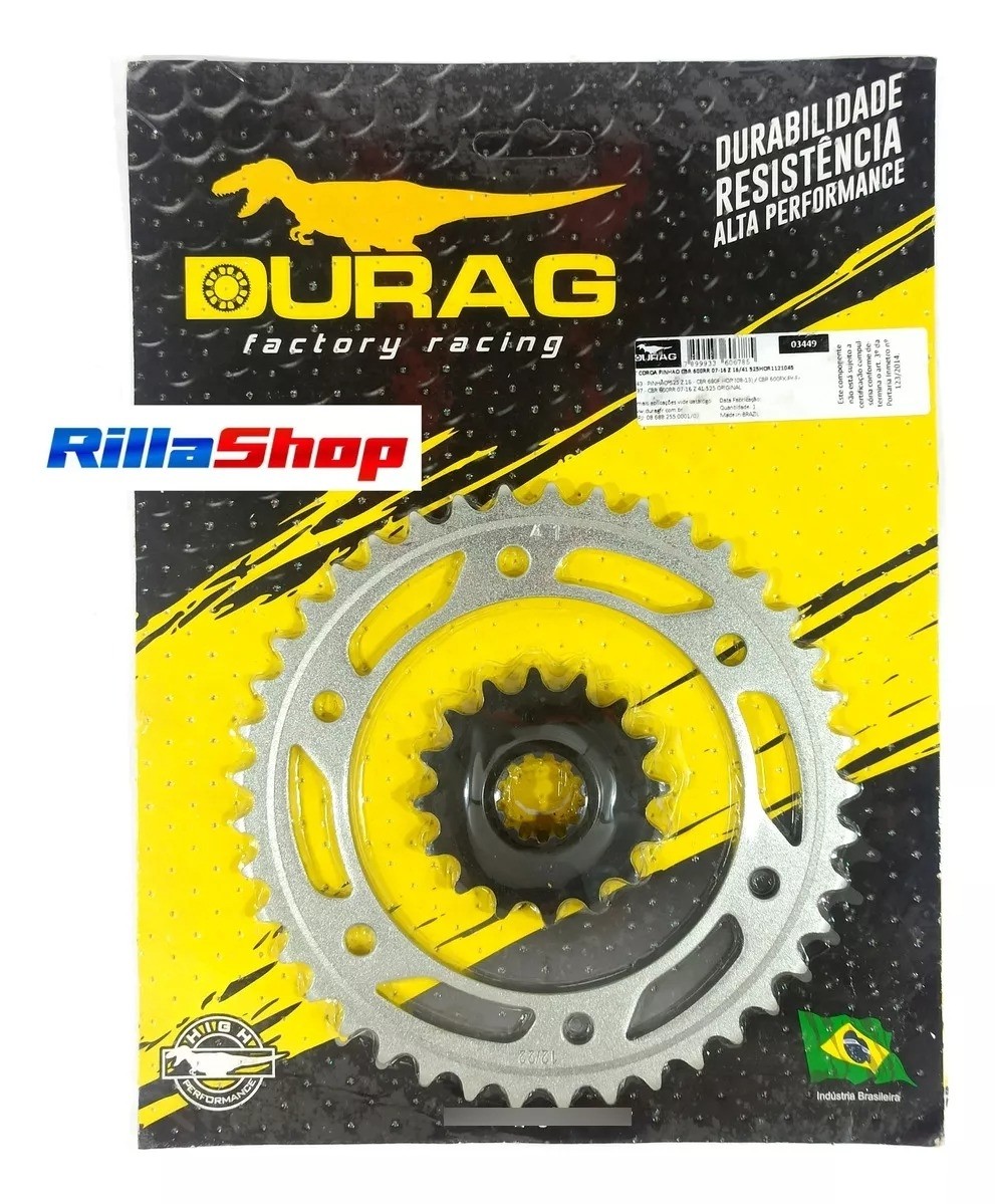 Kit Coroa E Pinhão Durag 525 41/16 Honda Cbr 600 Rr 07/16