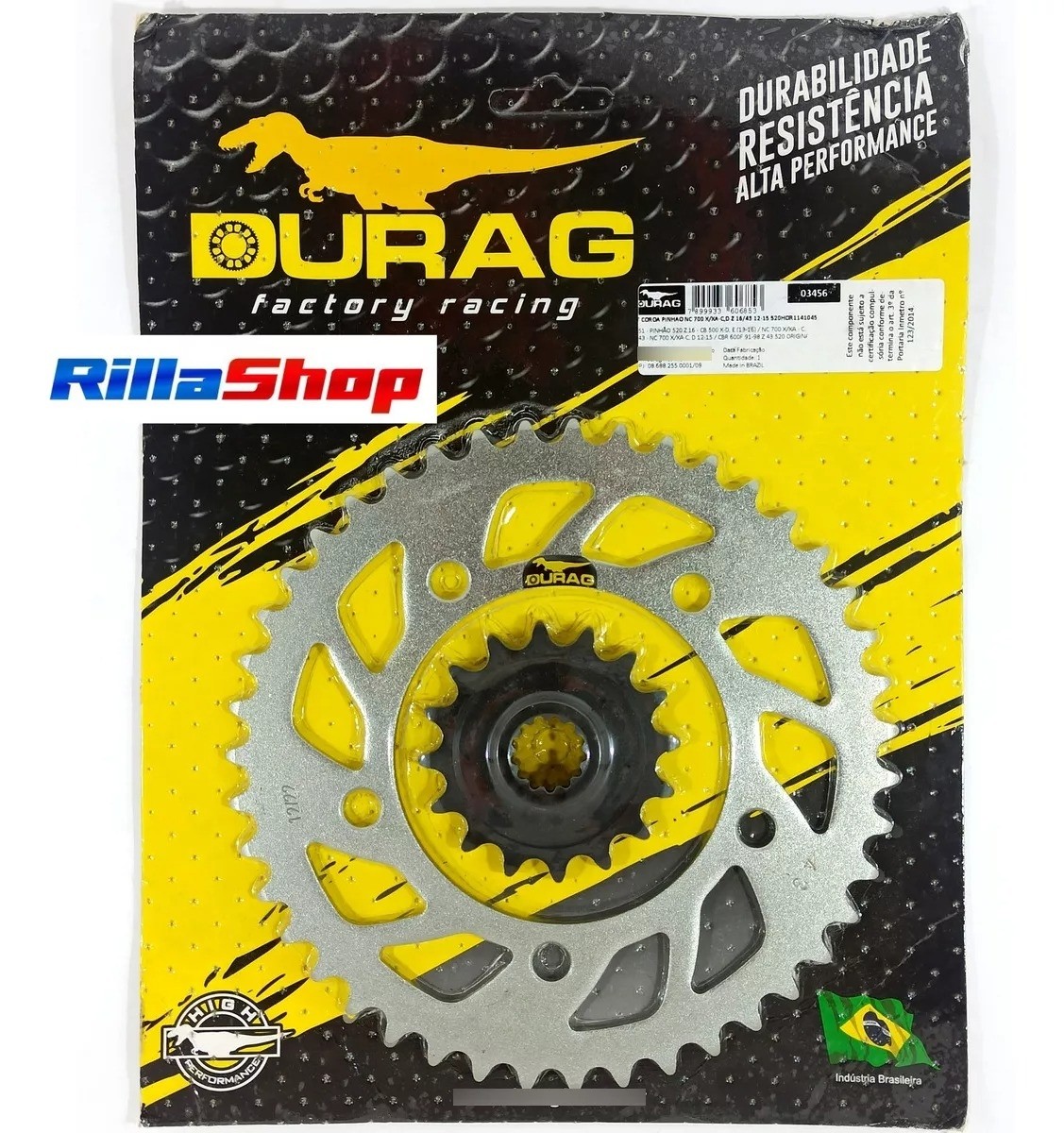 Kit Coroa E Pinhão Durag 520 43/16 Honda Nc 700 X 11/16