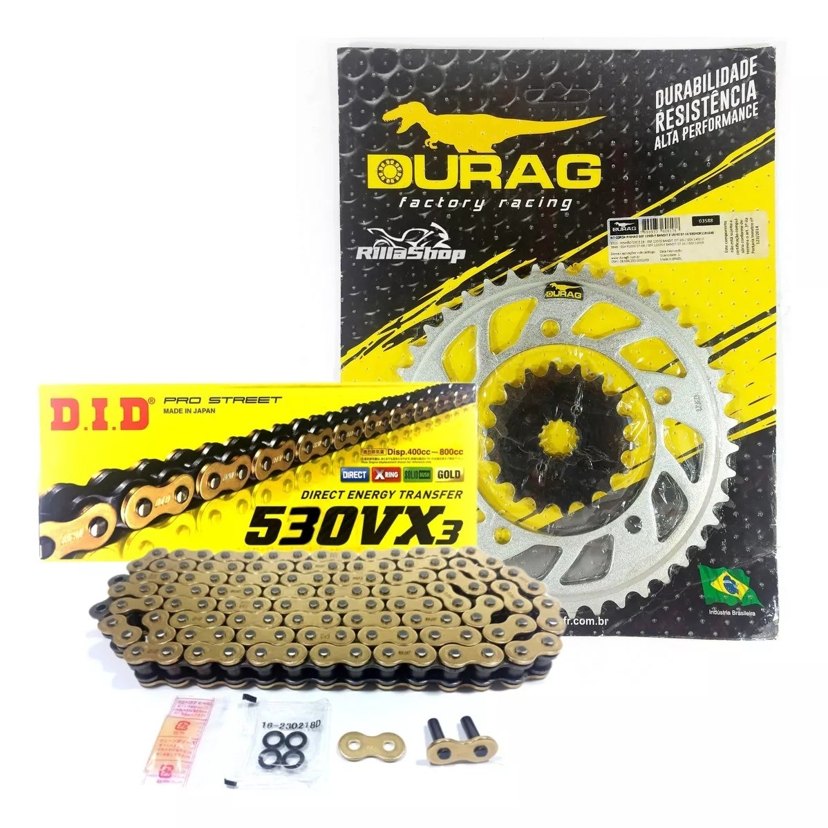 Kit Relação Did 530 Vx3 Dourada Durag 43/18 Suzuki GSF 1250 S/N Bandit 07/16