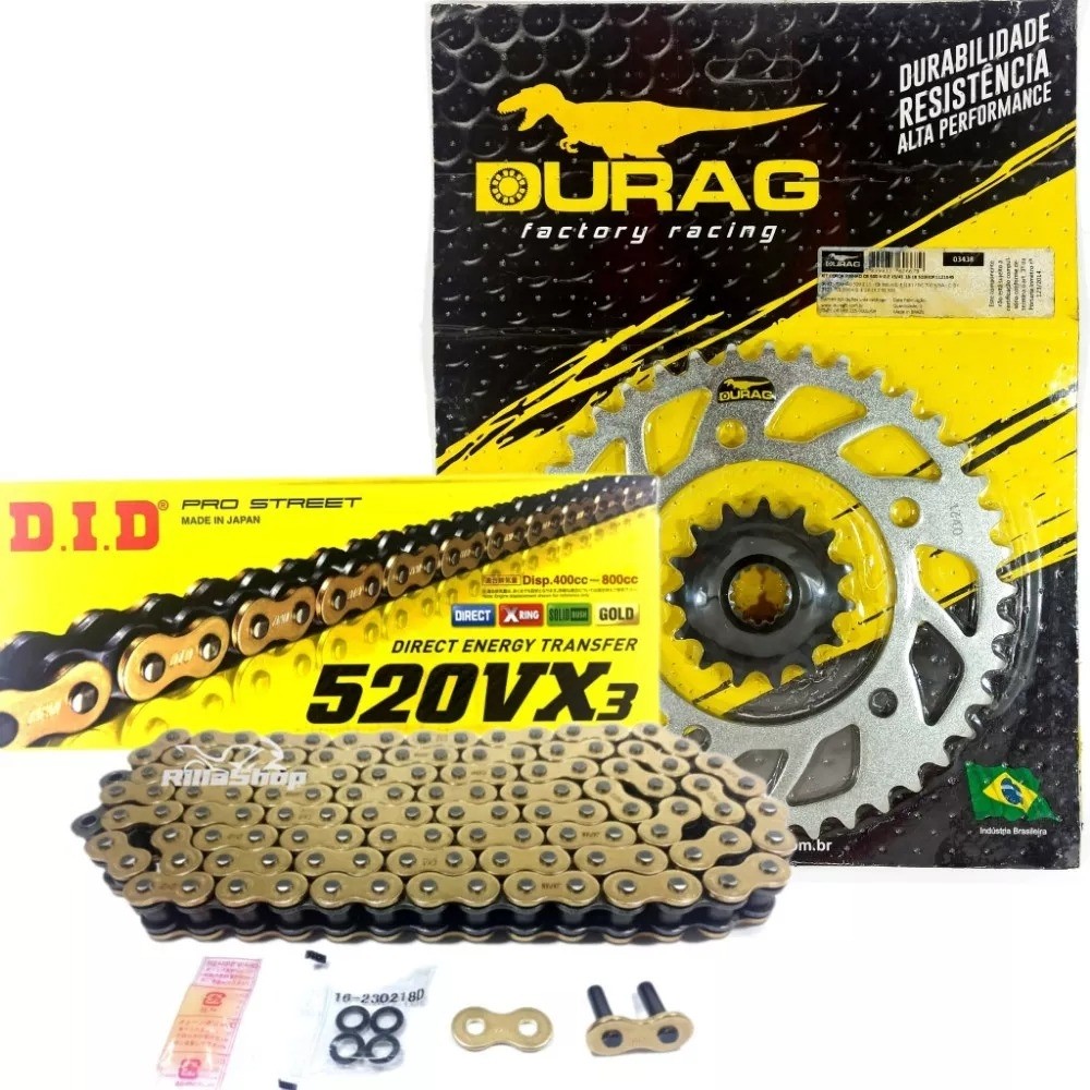 Kit Relação Did 520 Vx3 Dourada Durag 41/15 Honda CB 500 X/F CBR 500 R 13/18