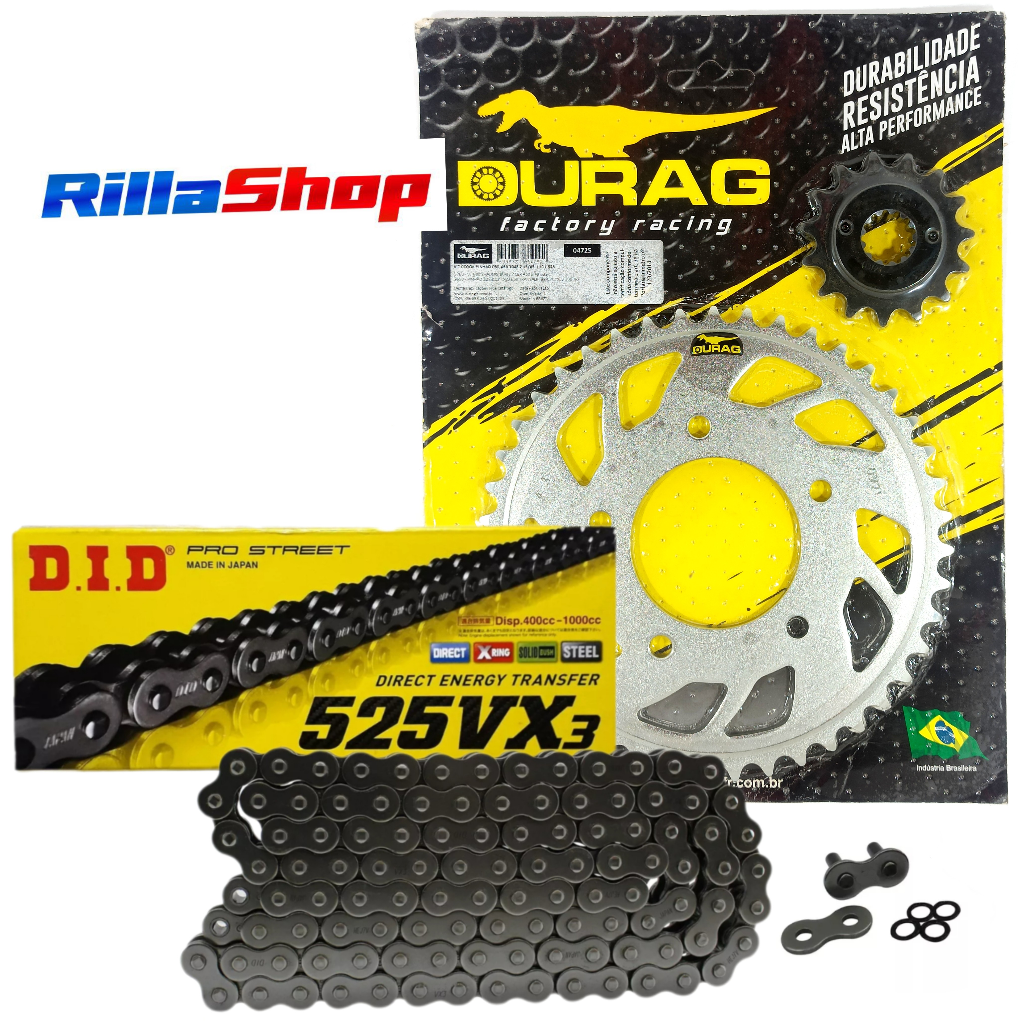 Kit Relação Did 525 Vx3 110l Durag 43/15 Honda CBR 450 89/95