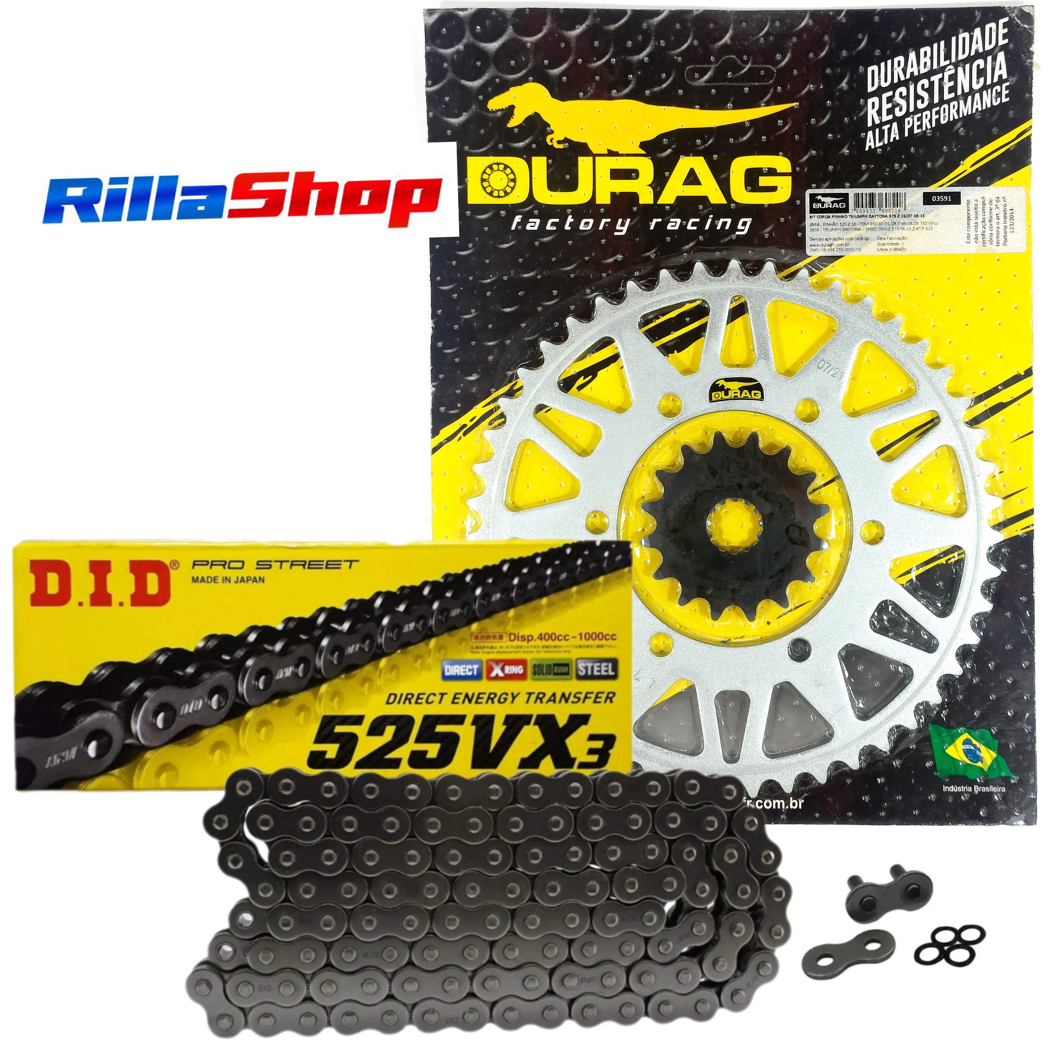 Kit Relação Did 525 Vx3 116l Durag 47/16 Triumph Daytona 675 06/15 Daytona 675 R 13/16