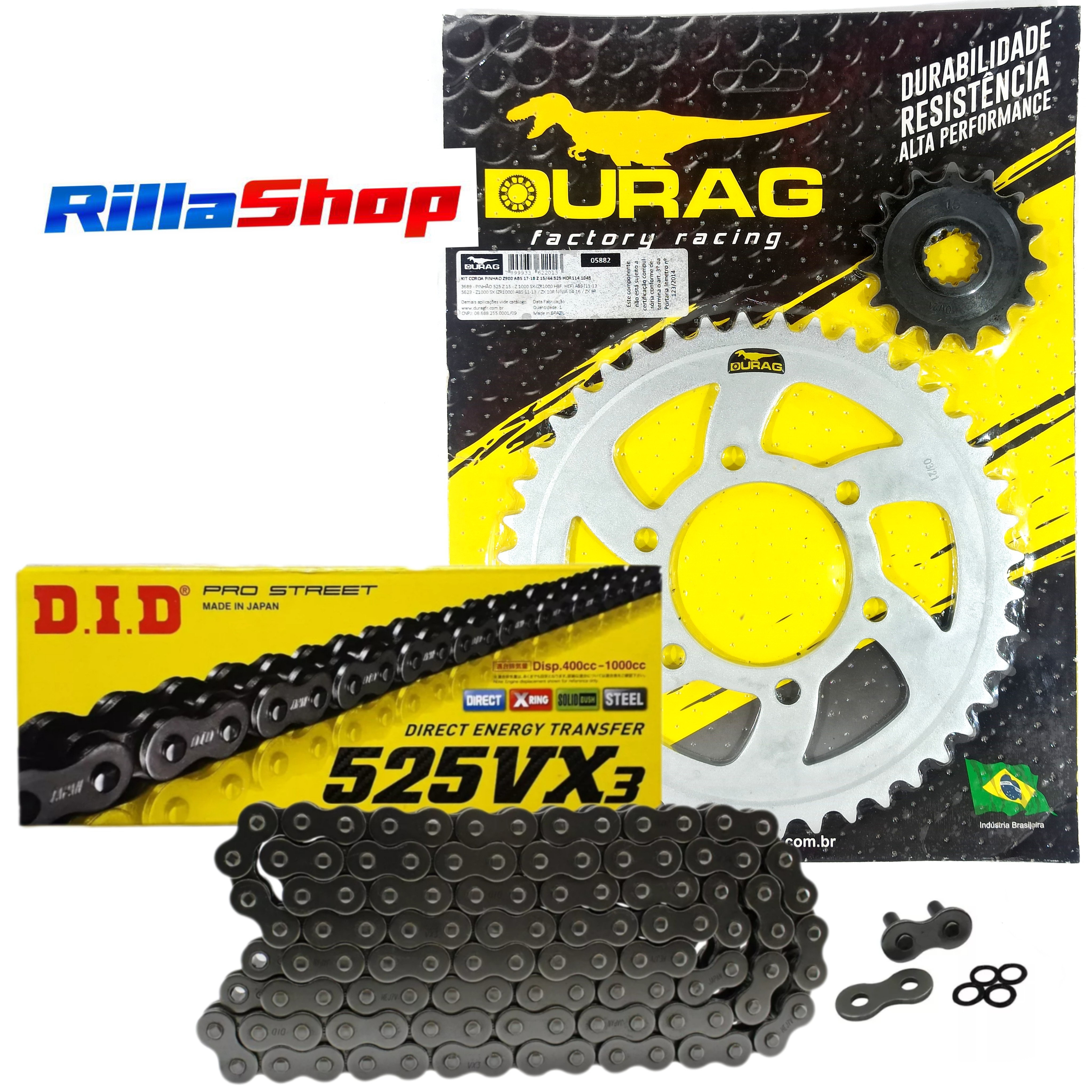 Kit Relação Did 525 Vx3 114l Durag 44/15 Kawasaki Z 900 ABS 17/23