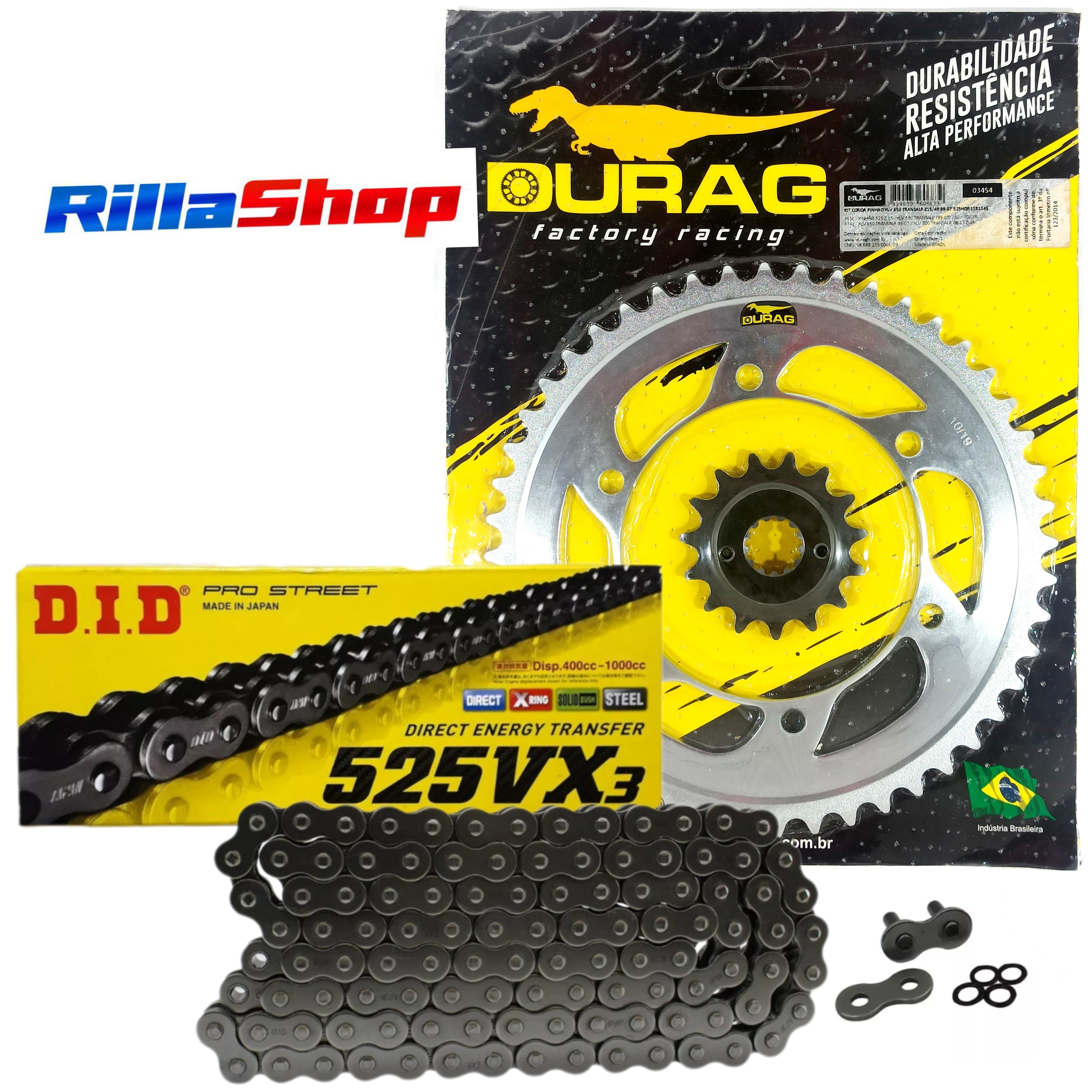 Kit Relação Did 525 Vx3 118l Durag 48/15 Honda XLV 650 Transalp 99/07