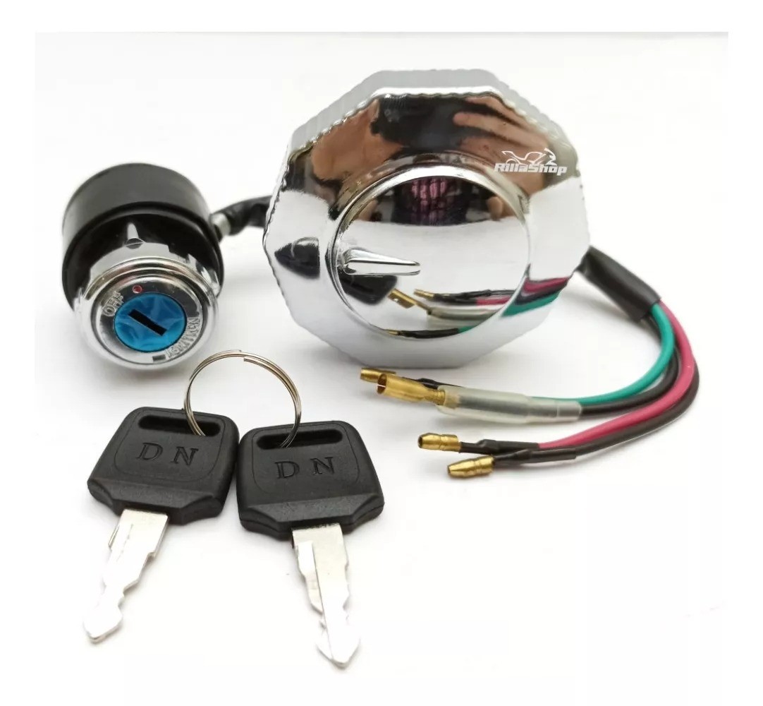 Kit Chave Ignição Tampa Cromada (2 pçs) Cg/ Ml/ Turuna 125 77/82 Modelo Original