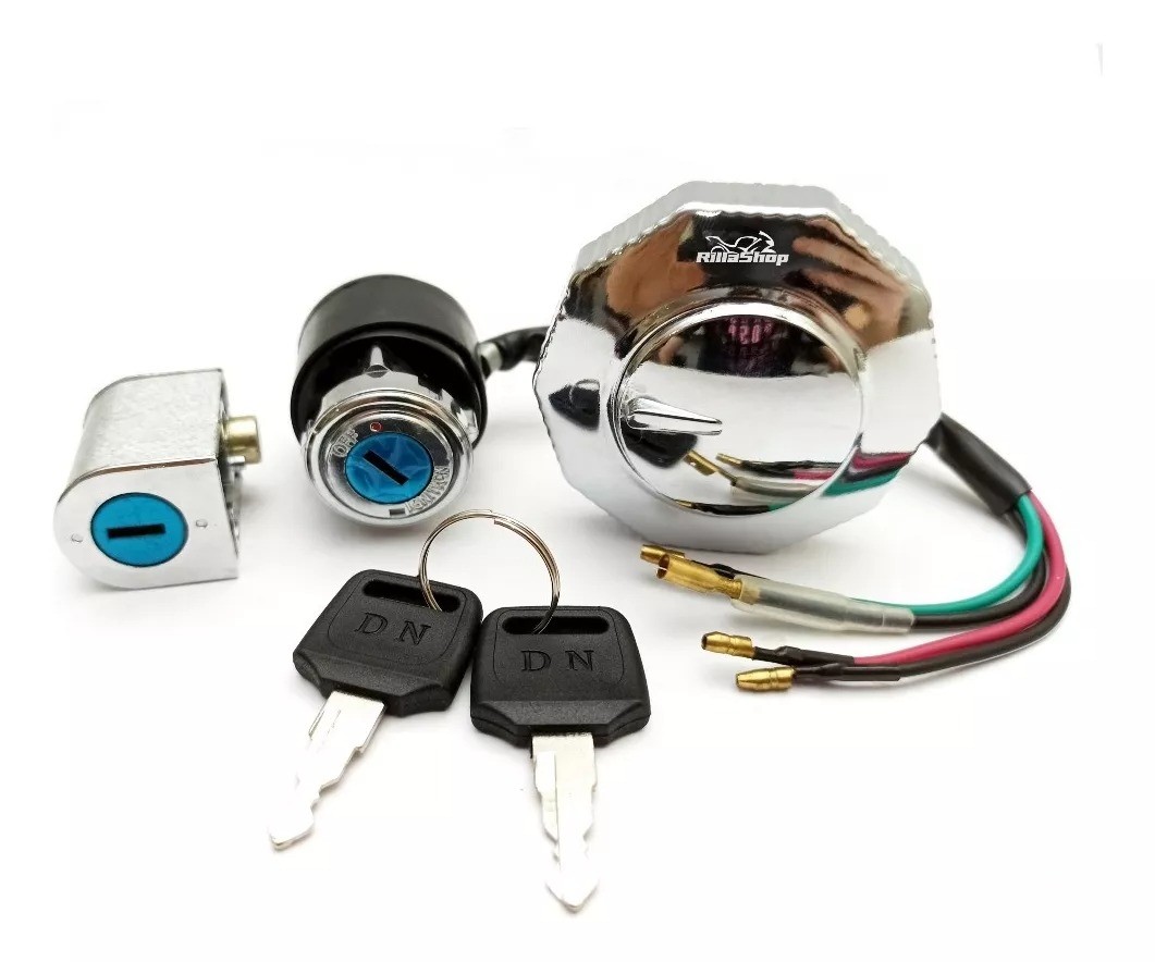 Kit Chave Ignição Tampa Cromada (3 pçs) Cg/ Ml/ Turuna 125 77/82 Modelo Original