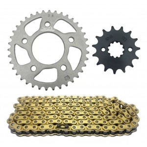 Relação Corrente Fina Dourada 428 38x15 Honda CBX 250 Twister 01/08
