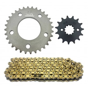 Relação Corrente Fina Dourada 428 32x15 Honda CBX 250 Twister 01/08