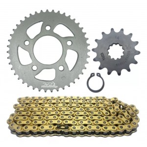 Relação Corrente Fina Dourada 428 43x14 Honda CBX 250 Twister 01/08