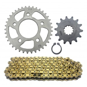 Relação Corrente Fina Dourada 428 38x14 Honda CBX 250 Twister 01/08
