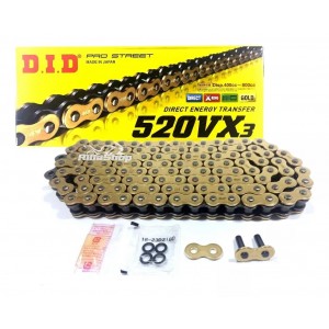 Corrente Gold C/ Retentor Did 520 Vx3 120l Street Até 800cc