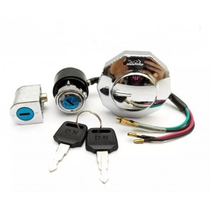 Kit Chave Ignição Tampa Cromada (3 pçs) Cg/ Ml/ Turuna 125 77/82 Modelo Original